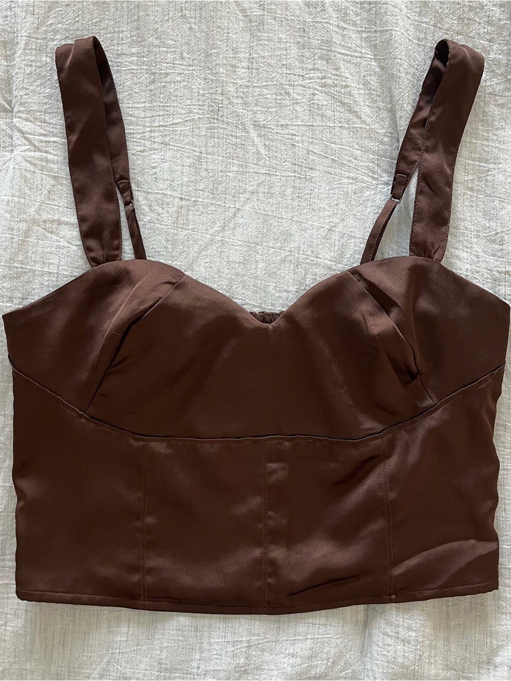 Abercrombie & Fitch Brown Satin Crop Top